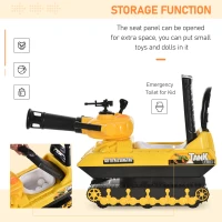 HOMCOM NO Power 3 in 1 Ride-on Construction Tank with Shooting Gun, Sliding Puch Car and Toddler Walking Car with Storage Seat(m-7)