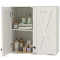 HOMCOM Modern Medicine Cabinet Wall Mounted, Bathroom Wall Cabinet with 2 Doors and Adjustable Shelf, White(m-2)