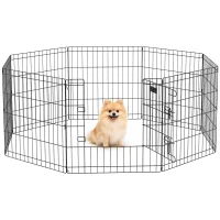 PawHut 24inch Foldable Metal Exercise Pet Playpen Yard Dog Puppy Kennel Cage 8 Panel(m-9)