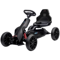 Aosom 12V Electric Go Kart for Kids, Ride On Toy with EVA Tires, 2 Speeds, Adjustable Seat, Safety Belt for 3-8 Years, Black(m-1)