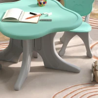 Qaba 3 Piece Kids Table and Chairs Set for 3-6 Years Old, Light Blue(m-9)