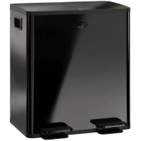 HOMCOM Trash Can, 2 x 5 Gallon Stainless Steel Garbage Can with Soft Close, Stay-Open Lid, Pedals, Inner Buckets, Black(m-11)