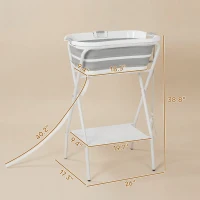 PawHut Dog Bath Tub Dog Washing Station, Elevated Foldable Dog Bathtub with Hose, Storage Shelf, for Small Dogs Puppies Gray(m-3)