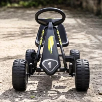 Qaba Pedal Go Kart for Kids with Adjustable Seat, Backrest, Outdoor Racer Ride On Pedal Car for Boys Girs 3-6 Years, Black(m-9)