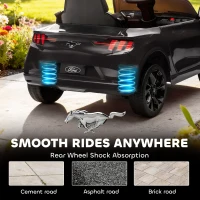 Qaba 12V Kids Ride On Car, Licensed Ford Mustang Mach-E Electric Car with Remote Control, LED Light, Music, Black(m-8)