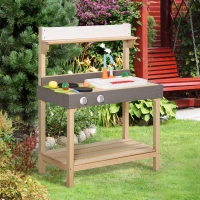 Outsunny Kids Kitchen, Playset Game with Sink, Running Water, Vegetable, Dish for 3-7 Years Old(m-2)