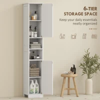 HOMCOM Narrow Tall Bathroom Storage Cabinet, 70" Slim Freestanding Bathroom Cabinet with Adjustable Shelves, Open Shelves(m-5)