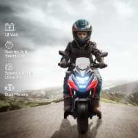 Qaba Honda Licensed 12V Ride on Motorbike for Kids with Headlights Music Training Wheels, for 3-6 Years, Red(m-4)