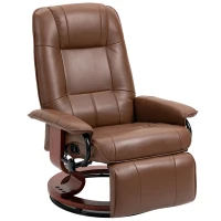 HOMCOM Air Leather Manual Recliner, Adjustable Swivel Lounge Chair with Footrest, Armrest and Wrapped Wood Base, Brown(m-11)