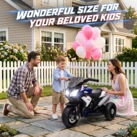 Qaba Kids Electric Motorcycle Ride-On Toy with 3 Wheels, Music, Horn, Lights, Blue(m-7)