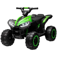 Aosom Kids ATV 4 Wheeler, 12V Kids Ride On Toy with Dual Motors, High & Low Speed, Music, Headlights, Up to 3.7 MPH, Green(m-1)