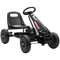 Qaba Kids Go Kart, Pedal Car with Adjustable Seat, EVA Wheels, Brake, for Boys & Girls Aged 3-8 Years Old, Black(m-11)
