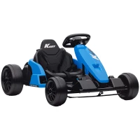 Qaba 24V Electric Go Kart with Dual 150W Motors, Adjustable Seat & 11.2MPH High Speed, Slow Start, 5-Point Harness, Blue(m-9)