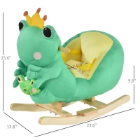 Qaba Kids Ride-On Rocking Horse Toy Frog Style Rocker with Fun Music, Seat Belt & Soft Plush Fabric Hand Puppet for Children 18-36 Months(m-3)