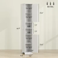 HOMCOM Narrow Tall Bathroom Storage Cabinet, 70" Slim Freestanding Bathroom Cabinet with Adjustable Shelves, Open Shelves(m-3)