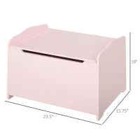Qaba Kids Toy Chest Wooden Toy Storage Organizer Chest Box with Magnetic Hinge, Large Storage Space, & Groove Handle, Pink(m-2)