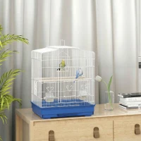 PawHut 23" Bird Cage, Finches Canaries, Parrot Cage with Doors Perches, 2 Feeder Pet Supplies, Blue(m-1)