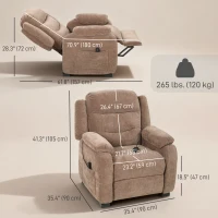 HOMCOM Massage Recliner Chair, Power Recliner with Quiet Brushless Motor, Remote, Pockets, 2 Memory Positions, Brown(m-3)