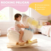 Qaba Baby Rocking Horse, Kids Ride on Pelican Rocking Horse for Toddlers 18–36 Months with Realistic Duck Sound, White(m-4)