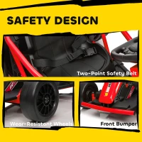 Qaba 24V 7AH Kids Electric Go Kart, 8.1 MPH Battery Powered Drift Kart with Dual Motors, Soft Start for 8-12 Years, Red(m-8)