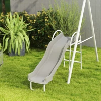 Outsunny 5 in 1 Kids Swing Set for Backyard with Heavy-Duty A-Frame Stand, Saucer Swing, Slide, Seesaw, Glider, Swing Seat, Gray(m-9)