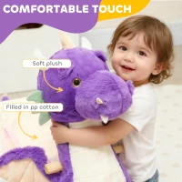 Qaba Baby Rocking Horse, Kids Ride On Dragon Toy with Realistic Dragon Roar and Safety Belt for Kids 18–36 Months, Purple(m-5)
