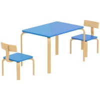Qaba Kids Table and 2 Chair Set, Children Multi-Activity Furniture Set for Playing, Learning, Eating, Craft, Blue(m-2)