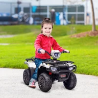 Aosom 12V Electric Toy Car with Forward Backward Function, Music, LED Headlights, for Ages 3-5 Years, White(m-2)