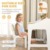 Qaba Kids Desk and Chair Set with Storage and Shelves, for Bedroom & Study Room, Gift for 3-8 Years Old, White(m-6)