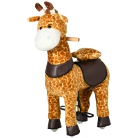 Qaba Baby Stuffed Giraffe Rocking Horse Toy for Girls and Boys, Zoo Animal Plush Ride-on Toy with Soft Feel, Interactive Toy for Kids, Giraffe Gifts for Kids(m-11)