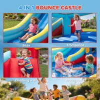 Qaba 14.3 x 8FT Inflatable Bounce House, 4 in 1 Bouncy Castle with Slide, Climbing Wall, Jumping Area, Pool and Blower(m-4)