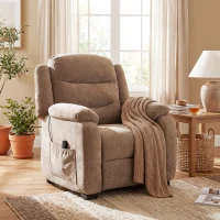 HOMCOM Massage Recliner Chair, Power Recliner with Quiet Brushless Motor, Remote, Pockets, 2 Memory Positions, Brown(m-8)