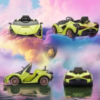 Aosom 12V Lamborghini SIAN Licensed Electric Car for kids with Remote Control, Horn, Music, & Headlights, Green(m-9)