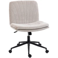 HOMCOM Criss Cross Chair with Wheels, Wide Office Chair with No Arms, Adjustable Height, Tilting, Beige(m-9)