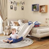 Qaba Extra Length Toddler Slide for Bed, Sofa, Easy to Assemble, Blue(m-2)