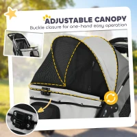 PawHut Dog Stroller, Foldable Dog Stroller with 12" Rubber Wheels for Small Dogs, Up to 22 LBS, Light Gray(m-6)