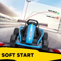Qaba 24V 7AH Kids Electric Go Kart, 8.1 MPH Battery Powered Drift Kart with Dual Motors, Soft Start for 8-12 Years, Blue(m-6)