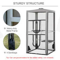 PawHut 79"H Catio Outdoor Cat Enclosure, Steel Frame Cat Cage with 3 Platforms, 2 Doors and 4 Sandbags for Stability(m-6)