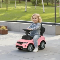 Qaba Land Rover Discovery Licensed Baby Push Car, 2-in-1 Ride on Car with Push Handle and Safety Guardrail, Pink(m-9)