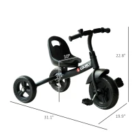 Qaba 3-Wheel Recreation Ride-On Toddler Bike With Bell for Children Indoor / Outdoor, Black(m-3)