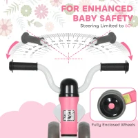 Qaba Toddler Balance Bike for 12-36 Months Boys Girls with No Pedal, 3 Silence Wheels for First Birthday Gift, Pink(m-5)