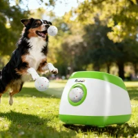 PawHut Automatic Dog Ball Launcher with 26-80 FT Distance, Automatic Ball Launcher for Medium and Large Dogs, Green(m-9)
