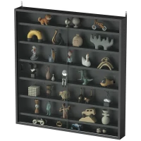 HOMCOM 7-Tier Display Cabinet, Shot Glass Display Case, Glass Curio Cabinet with 2 Glass Doors and 6 Adjustable Shelves, Black(m-2)