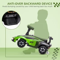 Aosom Ride on Push Car, Ride Racer, Foot-to-Floor Walking Sliding Car for Toddler with Under Seat Storage, Horn and Engine Sound, Steering Wheel, Aged 18-36 Months, Green(m-6)