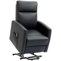 HOMCOM Power Lift Recliner Chair with Remote Control Side Pocket for Living Room Home Office Study Black(m-2)