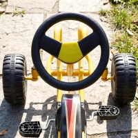 Qaba Go Kart for Kids, 4 Wheel Pedal Go Cart with Adjustable Seat, Safety Hand Brake for Boys Girls 3-6 Years, Yellow(m-9)