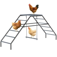 PawHut Chicken Coop Perches with Adjustable Swing, 10 Roosting Bars, for Backyard, Farm(m-11)