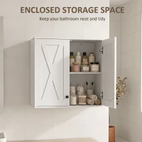 HOMCOM Modern Medicine Cabinet Wall Mounted, Bathroom Wall Cabinet with 2 Doors and Adjustable Shelf, White(m-4)