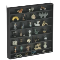 HOMCOM 7-Tier Display Cabinet, Shot Glass Display Case, Glass Curio Cabinet with 2 Glass Doors and 6 Adjustable Shelves, Black(m-9)
