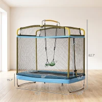 Qaba 3-in-1 Trampoline for Kids, 6.9' Kids Trampoline with Net, Light Blue(m-3)